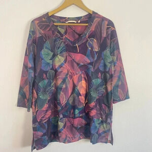 Soft Surroundings Purple Floral Long Sleeve Top